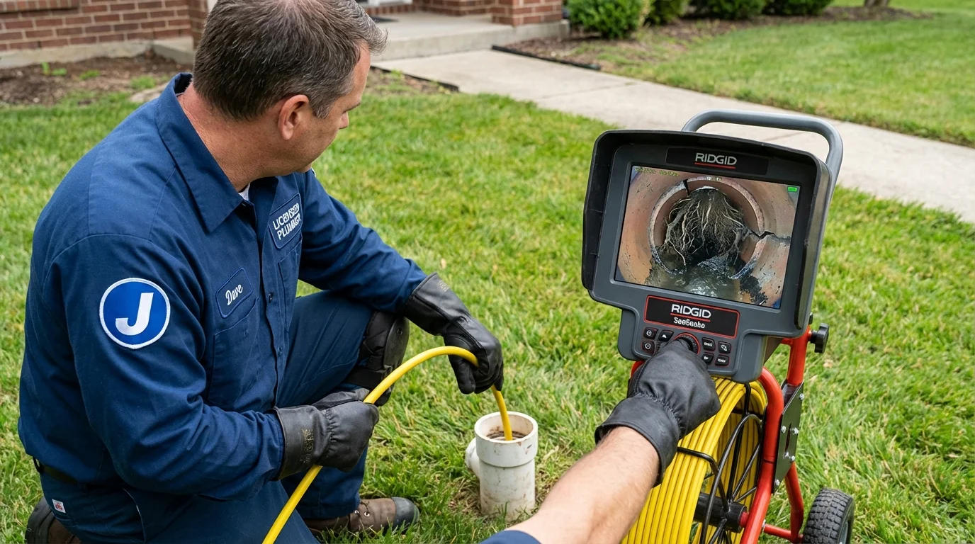 Sewer camera inspection being performed by Johns Plumbing LLC in Auburn